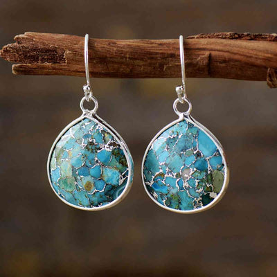 Natural Stone Teardrop Earrings
Tip: The patterns and colors of natural stones will not be exactly the same for each piece. Please refer to the actual product for an accurate representation.
Mater